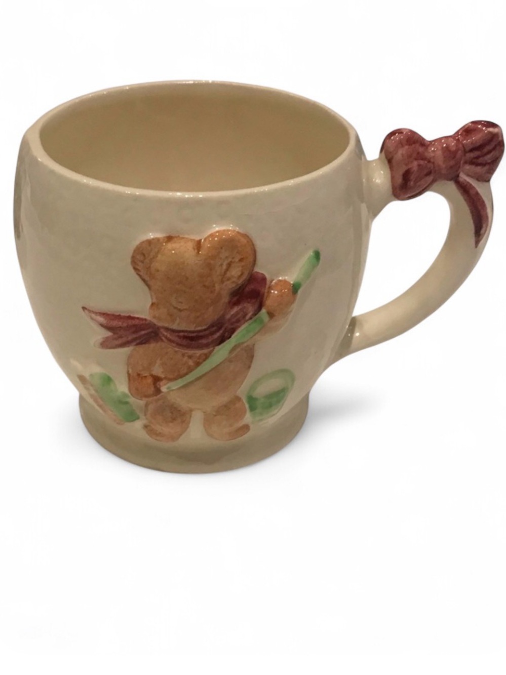 Antique Teddy Bear Christening Cup Royal Art Pottery Child Baby Nursery